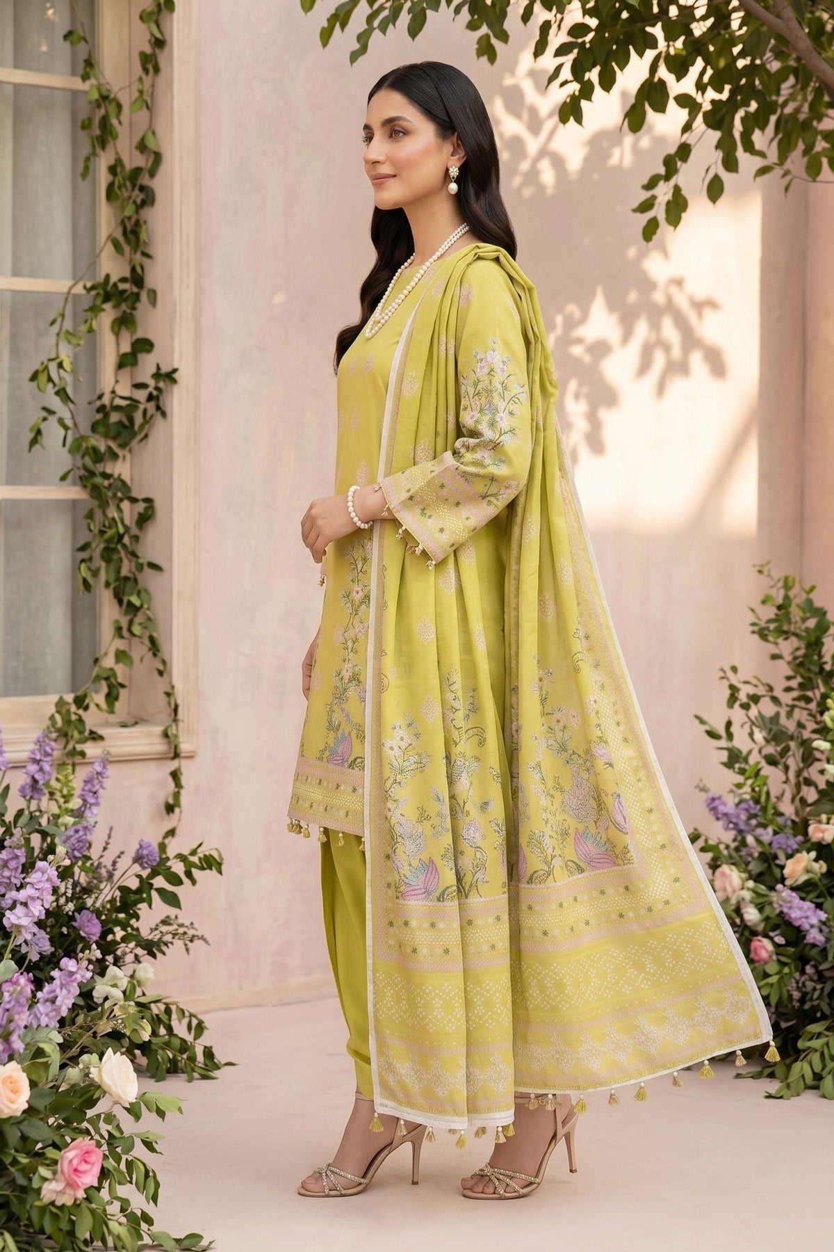 Mustard 3 Piece Unstitched Premium Printed Lawn