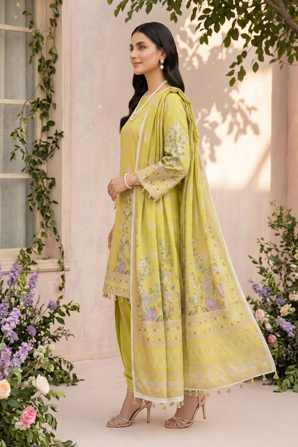 Mustard 3 Piece Unstitched Premium Printed Lawn