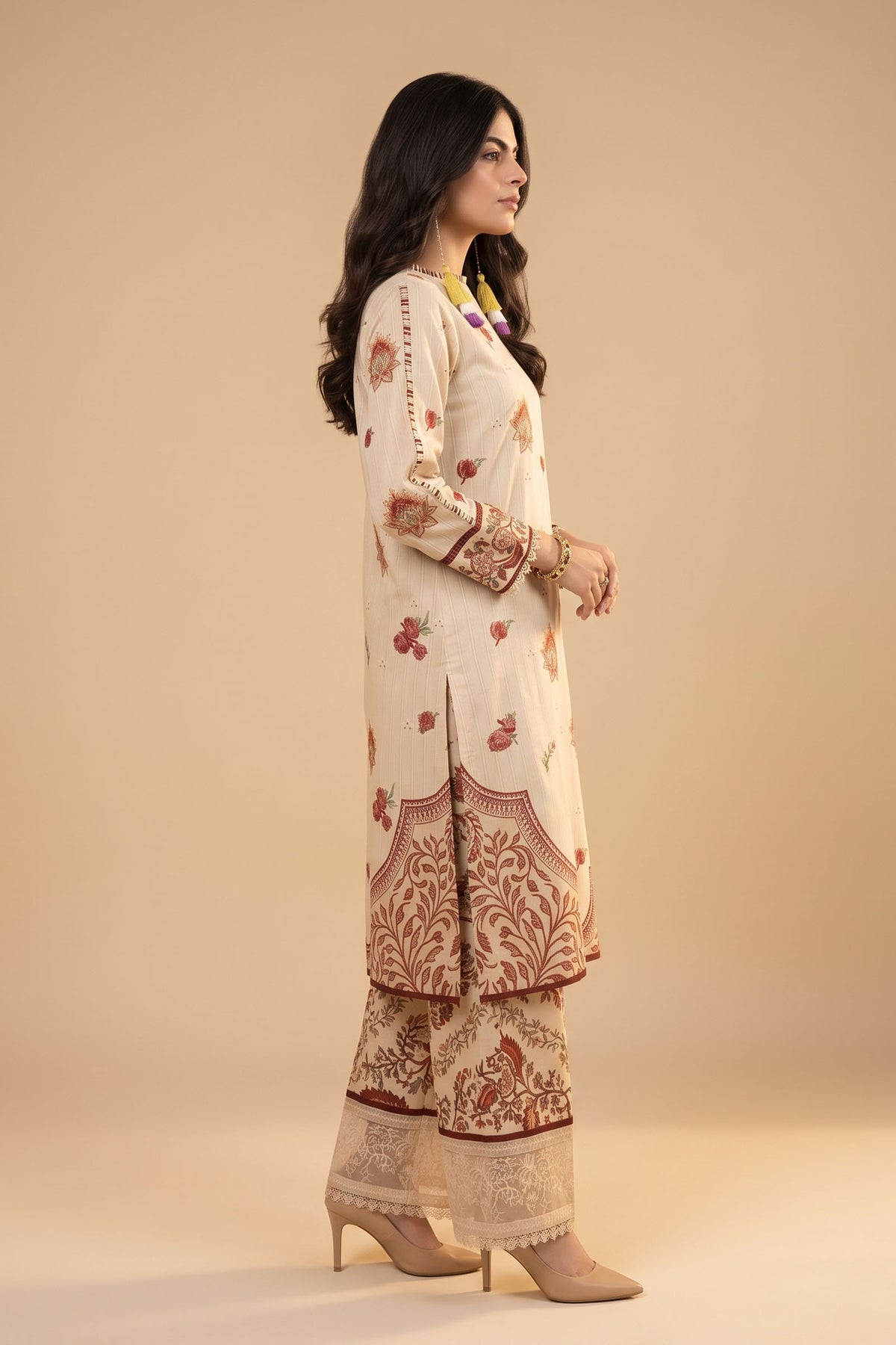 Off White 2 Piece Unstitched Dyed Embroidered Lawn