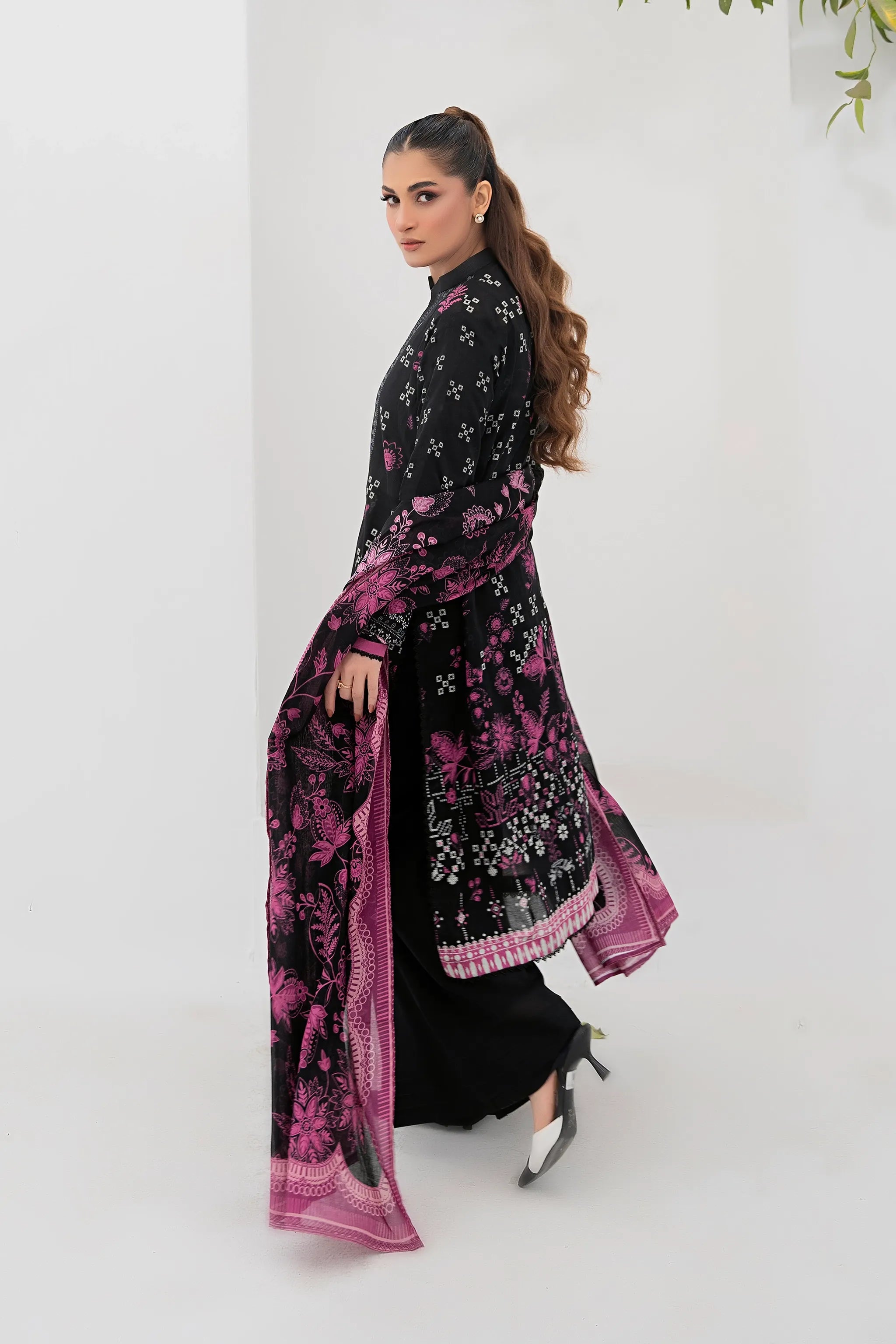3 Piece Unstitched Black Premium Printed Lawn