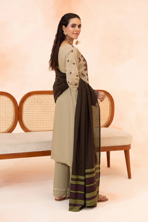 3 Piece Unstitched Burlywood Premium Emb Jacquard Lawn