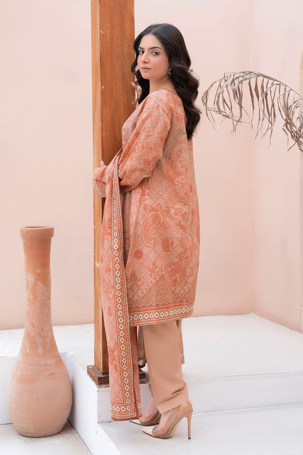 Light Peach 3 Piece Unstitched Premium Printed Lawn
