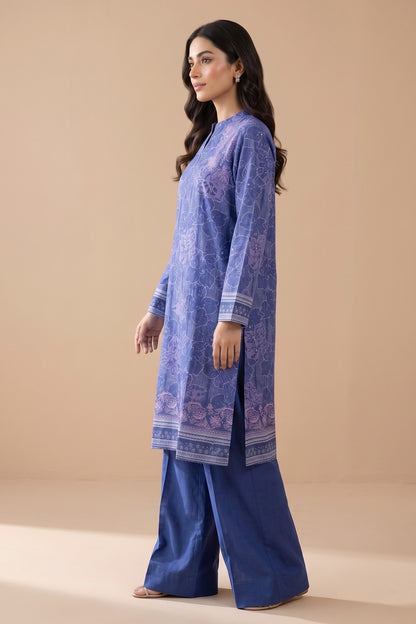 2 Piece Unstitched Printed Khaddar - Royal Blue