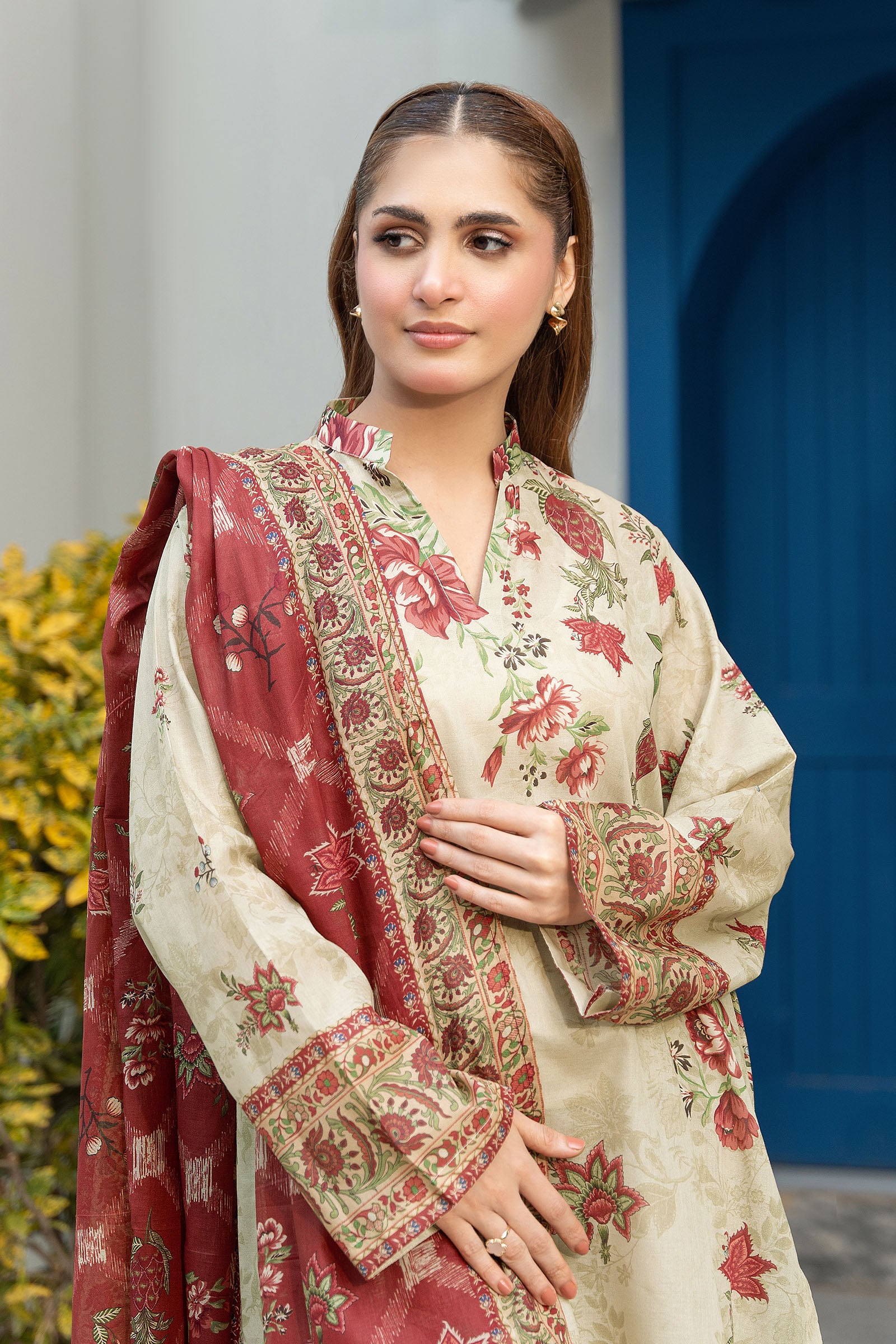 Almond 3 Piece Unstitched Premium Printed Lawn Secondary image