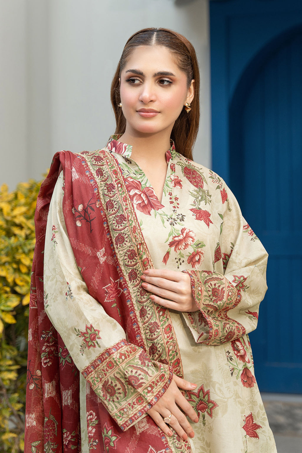 Almond 3 Piece Unstitched Premium Printed Lawn Suit By Safa Noor Nigaah Collection Summer 2026