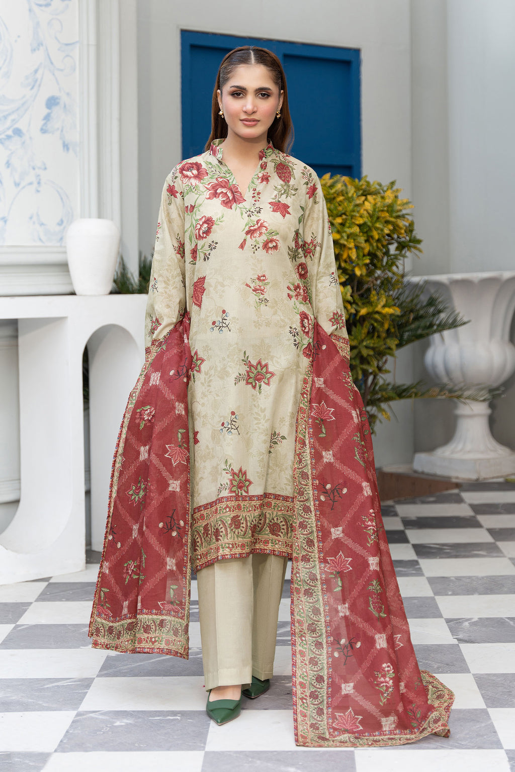 Almond 3 Piece Unstitched Premium Printed Lawn Suit By Safa Noor Nigaah Collection Summer 2026
