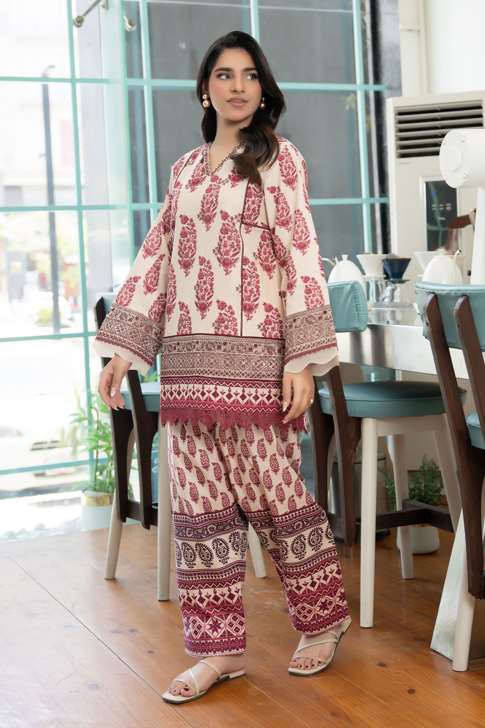 Beige 2 Piece Unstitched Embroidered Lawn Main image
