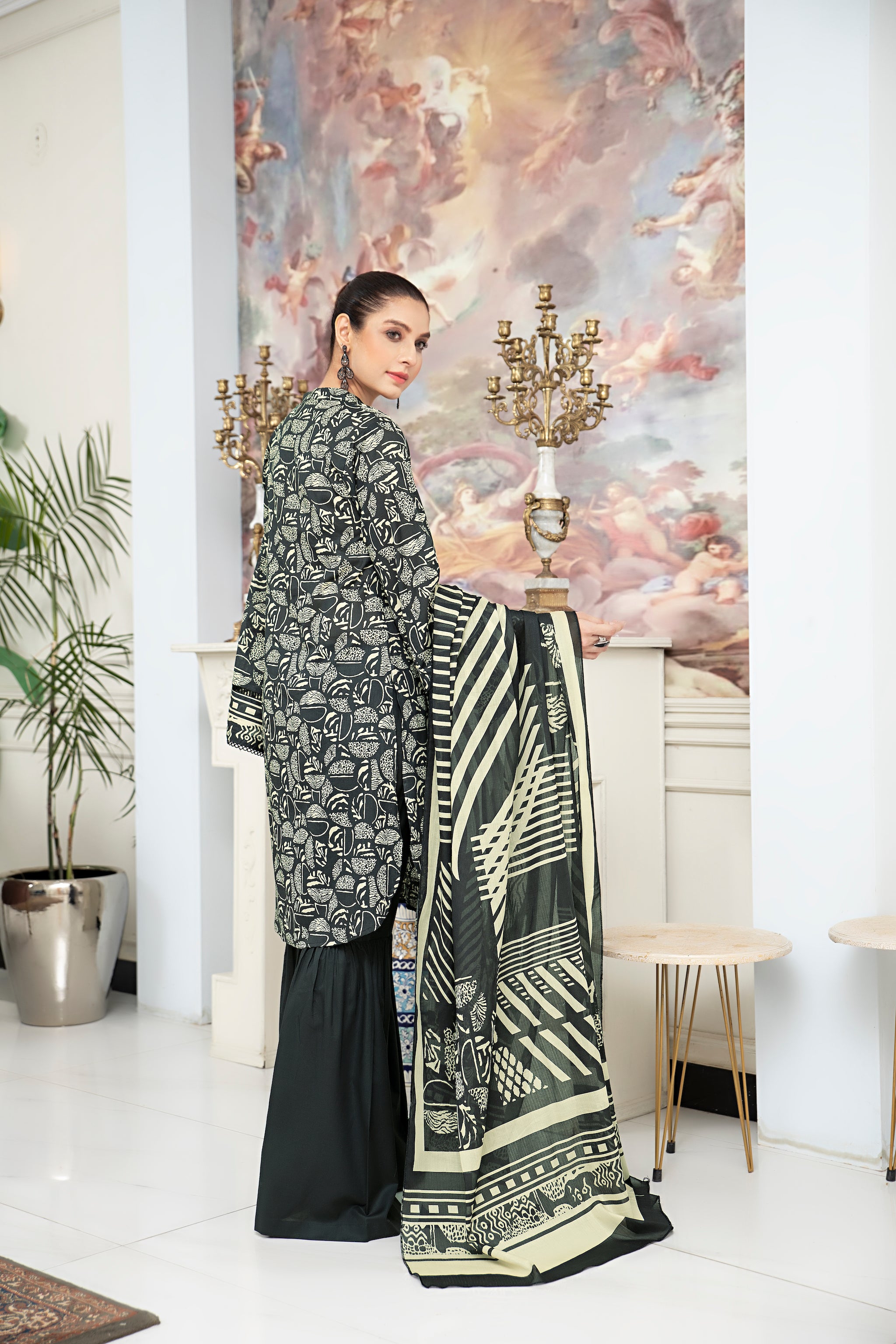 Black 3 Piece Unstitched Embroidered Lawn - (Vol-65/22)3P-S-24-D-12 - SAFANOOR