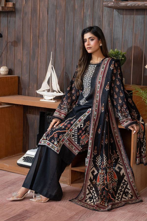 Black 3 Piece Unstitched Premium Printed Lawn Suit By Safa Noor Nigaah Collection Summer 2026