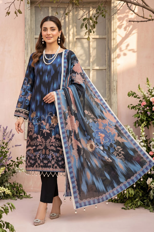 Black 3 Piece Unstitched Premium Printed Lawn Suit By Safa Noor Nigaah Collection Summer 2026