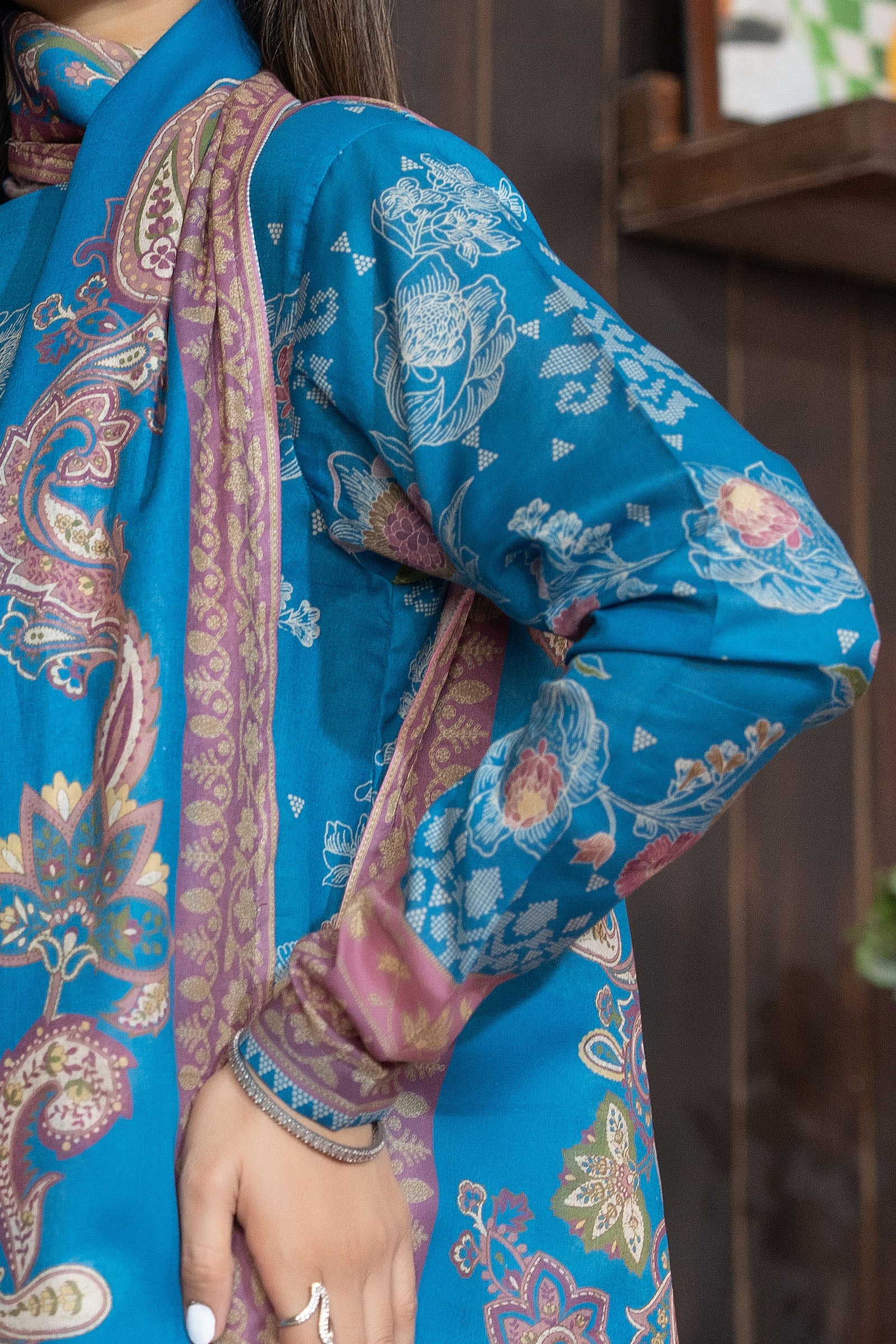Blue 3 Piece Unstitched Premium Printed Lawn Suit By Safa Noor Nigaah Collection Summer 2026