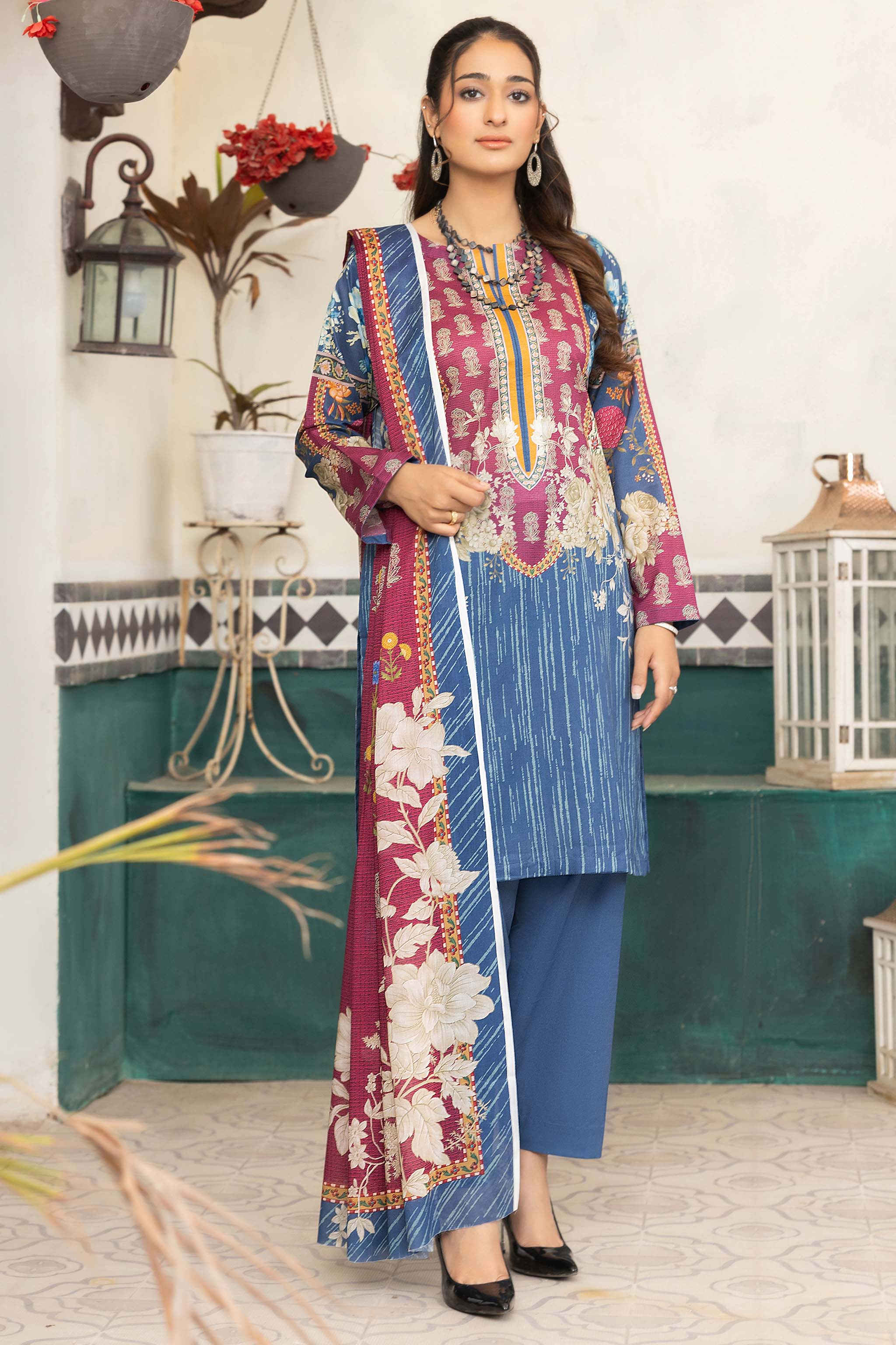 Blue 3 Piece Unstitched Printed Lawn - (Vol-72/19)3P-S-24-D-3 - SAFANOOR