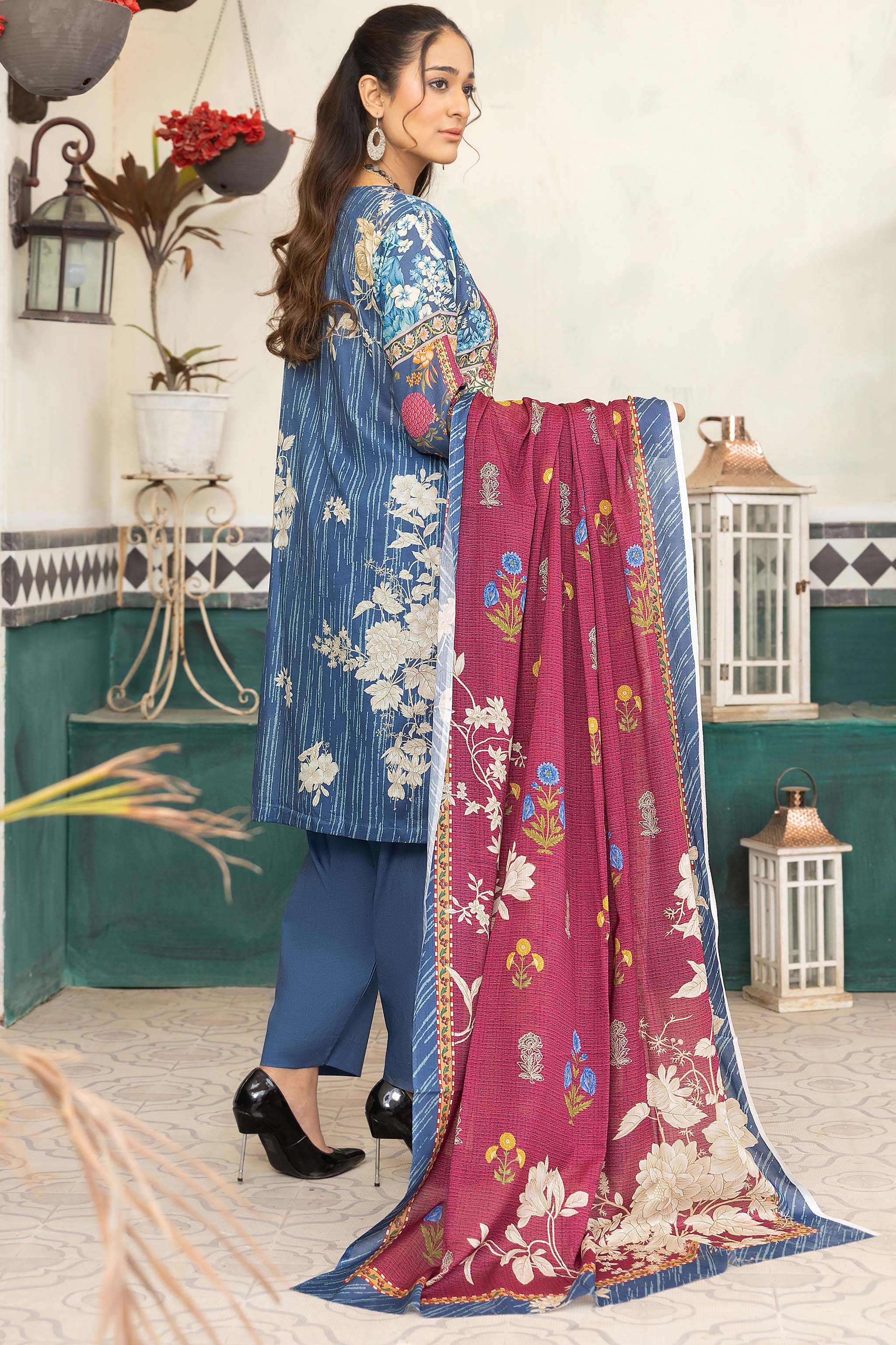 Blue 3 Piece Unstitched Printed Lawn - (Vol-72/19)3P-S-24-D-3 - SAFANOOR