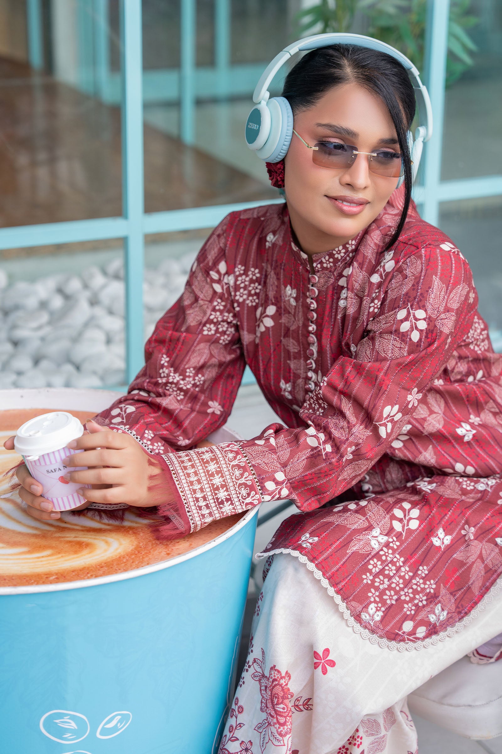 Brick Red 2 Piece Unstitched Embroidered Lawn