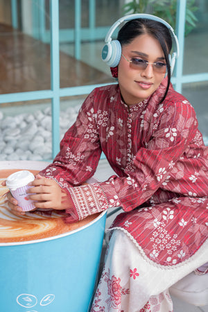 Brick Red 2 Piece Unstitched Embroidered Lawn