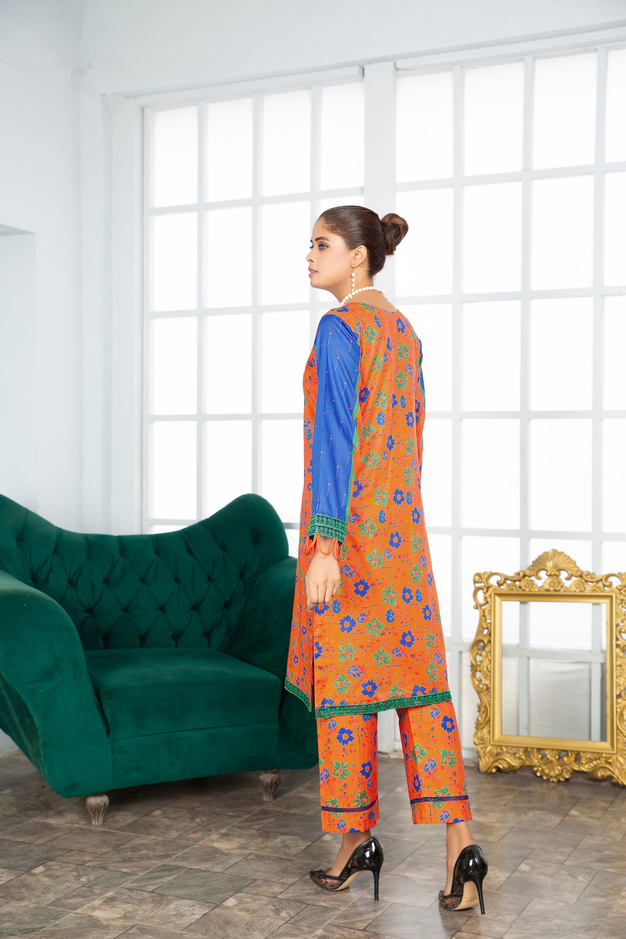 unstitched Summer 2023 marjaan collectuion 2pcs unstitched digital printed lawn embroidered shirt with digital printed cotton trouser lawn collection by safanoor