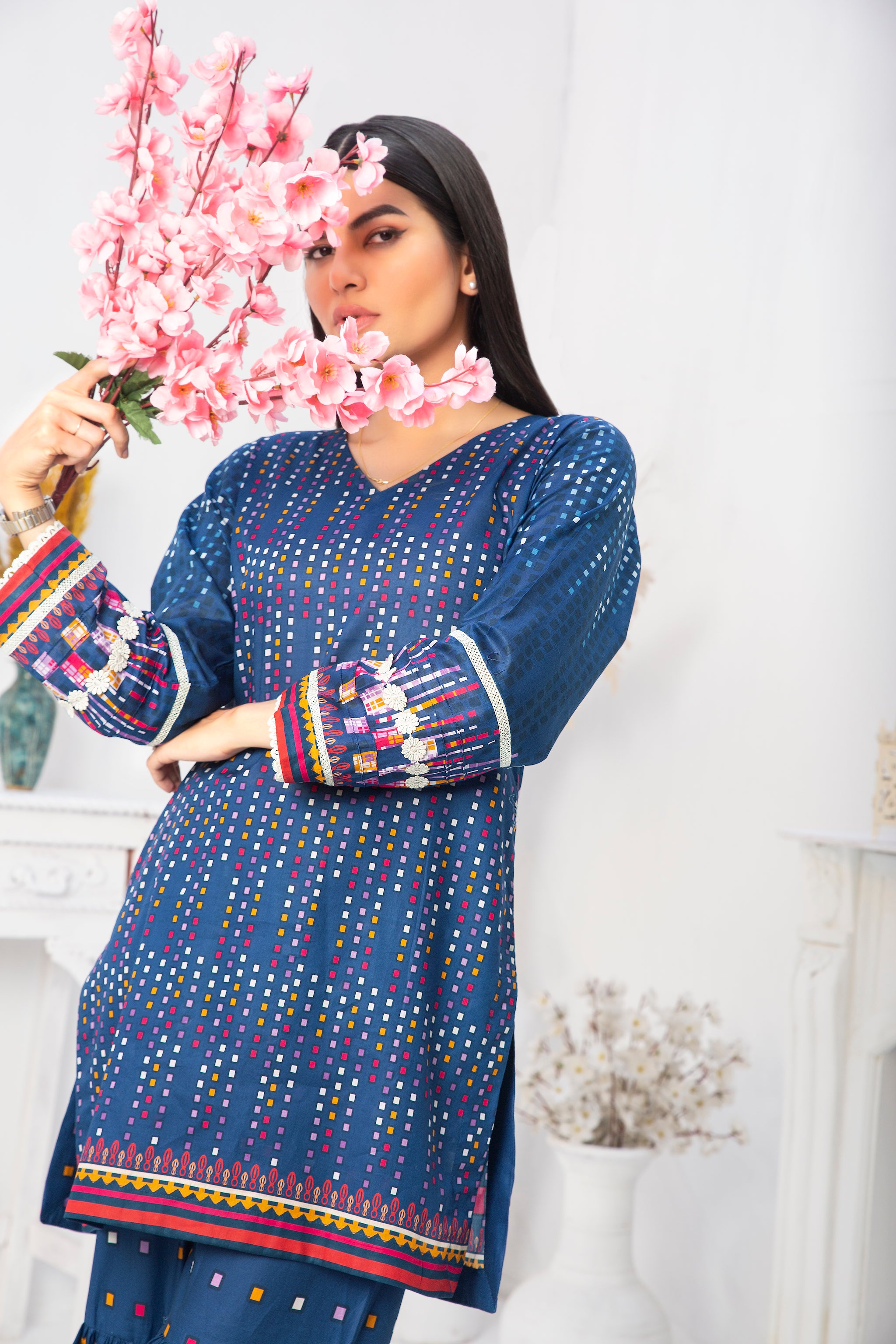 New Arrivals Digital printed lawn shirt with cotton trouser unstitched 2 pcs by sfanoor summer 2023