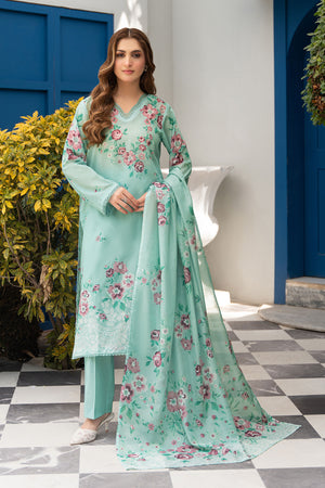 Cambridge Blue 3 Piece Unstitched Premium Printed Lawn Suit By Safa Noor Nigaah Collection Summer 2026