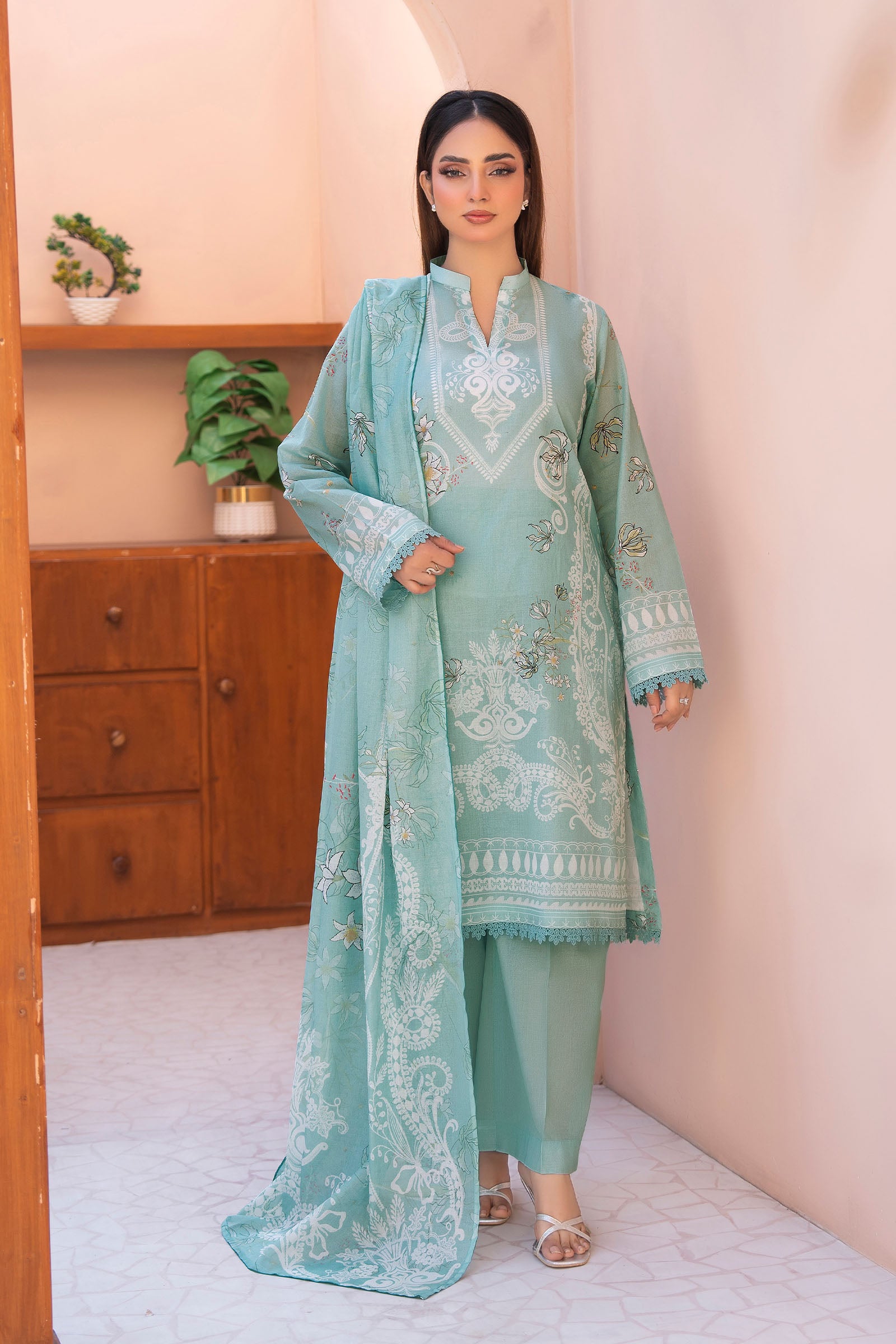 Cambridge Blue 3 Piece Unstitched Premium Printed Lawn Suit By Safa Noor Summer 2026 Collection