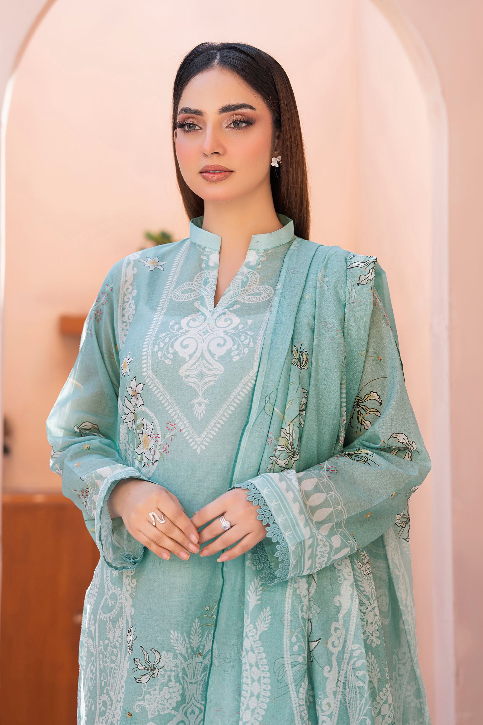 Cambridge Blue 3 Piece Unstitched Premium Printed Lawn Suit By Safa Noor Summer 2026 Collection