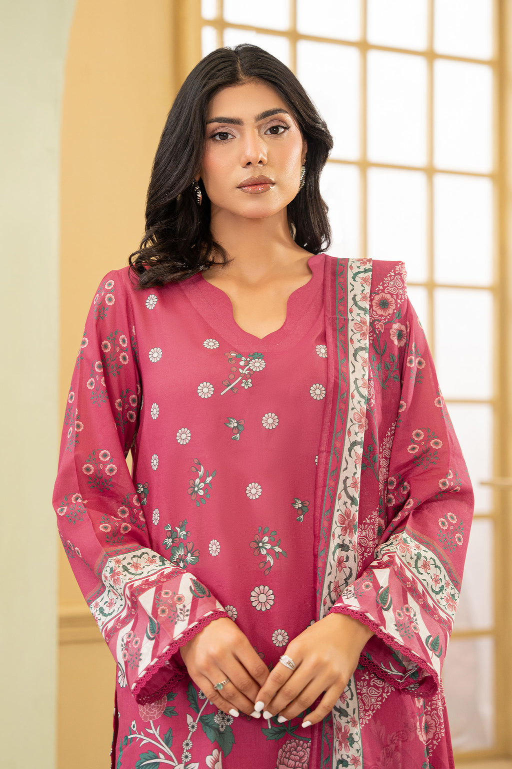 Candy Pink 3 Piece Unstitched Premium Printed Lawn