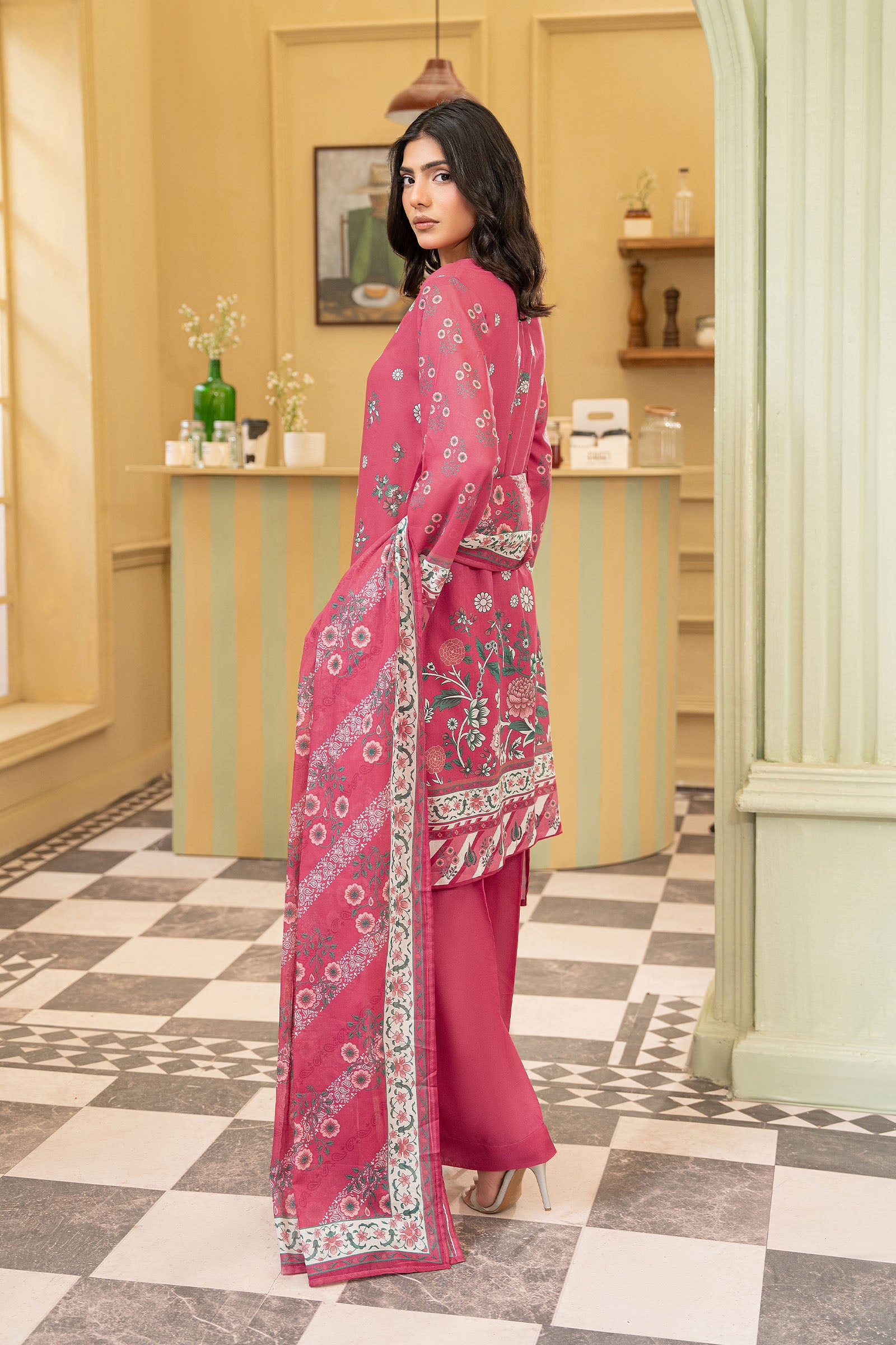 Candy Pink 3 Piece Unstitched Premium Printed Lawn
