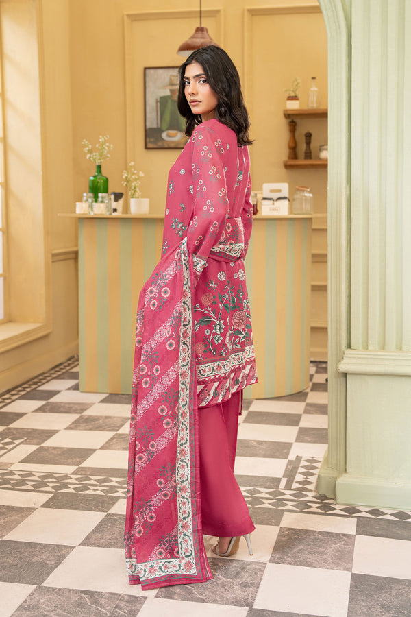 Candy Pink 3 Piece Unstitched Premium Printed Lawn