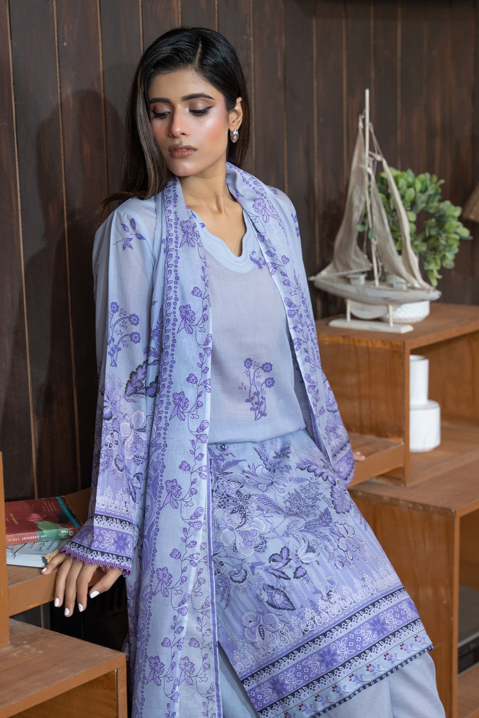 Carolina Blue 3 Piece Unstitched Premium Printed Lawn Secondary image
