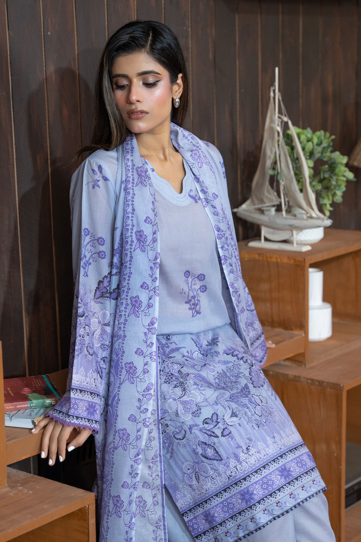Carolina Blue 3 Piece Unstitched Premium Printed Lawn Suit By Safa Noor Nigaah Collection Summer 2026 Main image