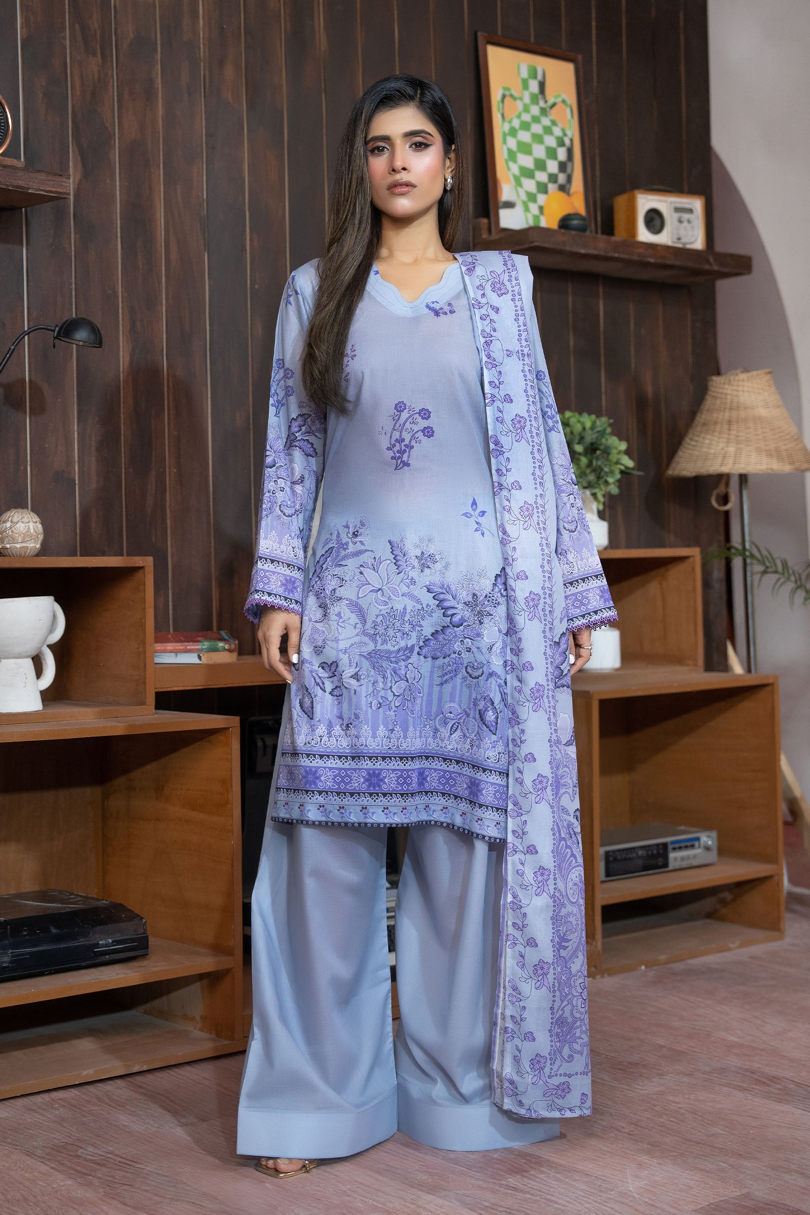 Carolina Blue 3 Piece Unstitched Premium Printed Lawn Suit By Safa Noor Nigaah Collection Summer 2026
