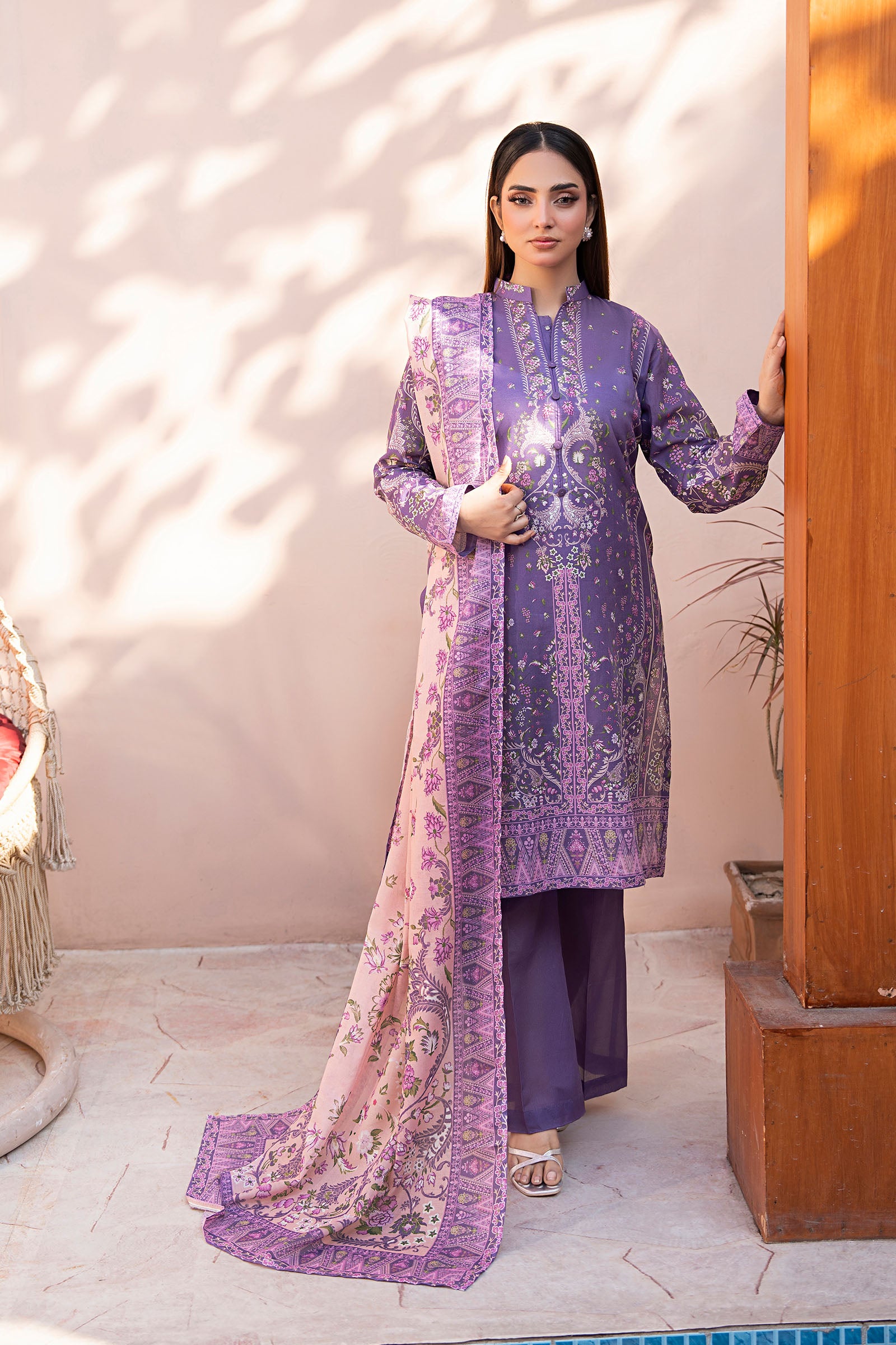 Dark Lavender 3 Piece Unstitched Premium Printed Lawn Suit By Safa Noor Summer 2026 Collection