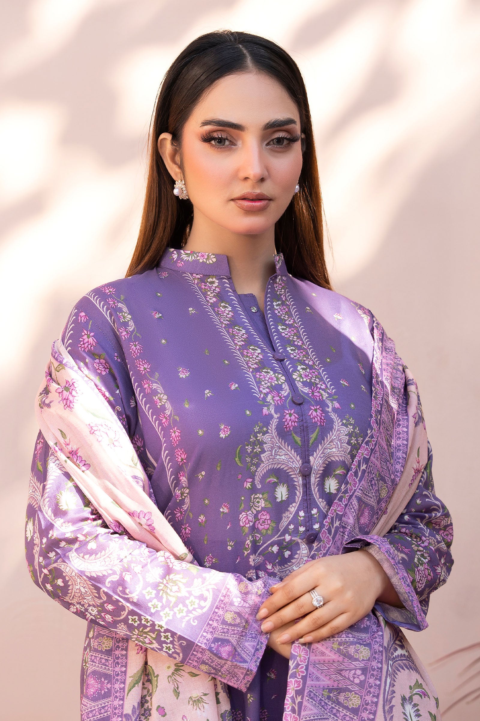 Dark Lavender 3 Piece Unstitched Premium Printed Lawn Suit By Safa Noor Summer 2026 Collection
