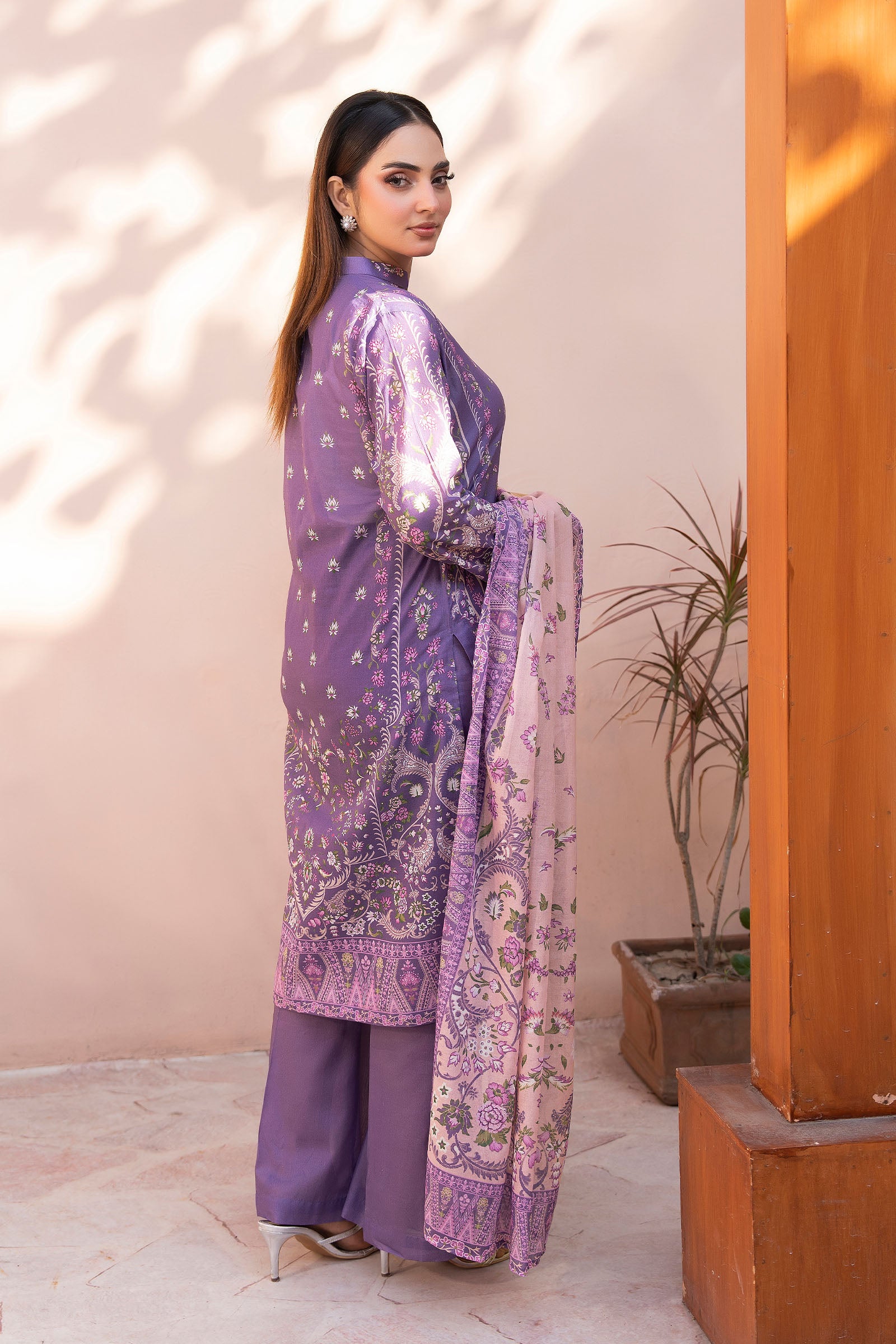 Dark Lavender 3 Piece Unstitched Premium Printed Lawn Suit By Safa Noor Summer 2026 Collection
