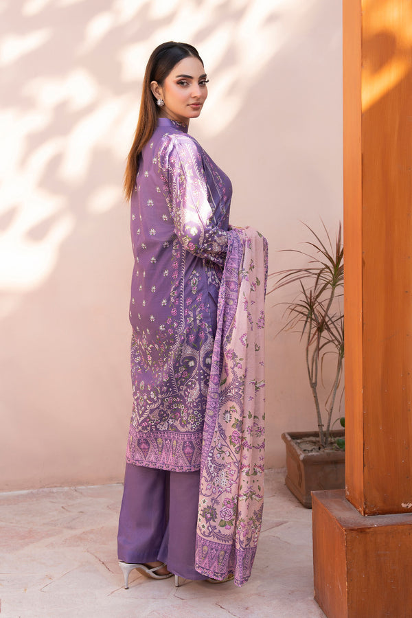 Dark Lavender 3 Piece Unstitched Premium Printed Lawn Suit By Safa Noor Summer 2026 Collection