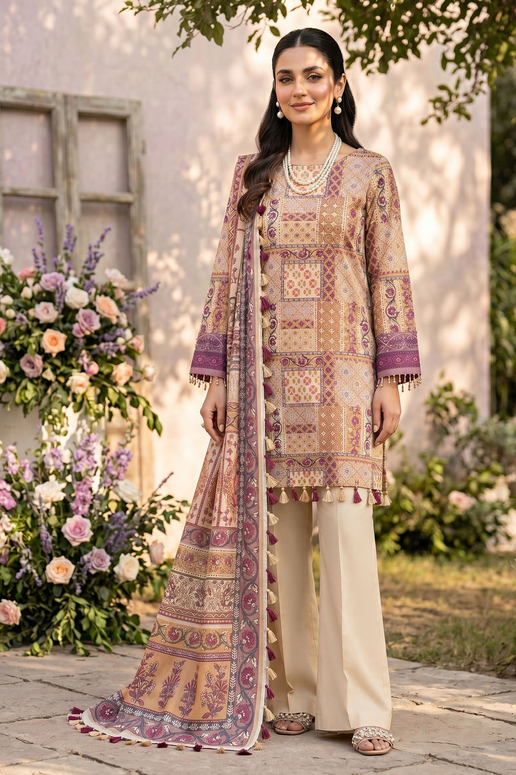 Desert Sand3 Piece Unstitched Premium Printed Lawn Suit By Safa Noor Nigaah Collection Summer 2026