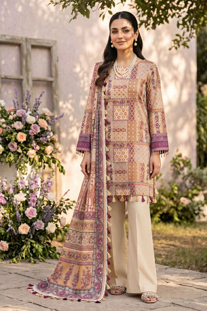 Desert Sand3 Piece Unstitched Premium Printed Lawn Suit By Safa Noor Nigaah Collection Summer 2026