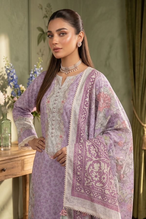 Dusty Mauve 3 Piece Unstitched Premium Printed Lawn - SAFANOOR