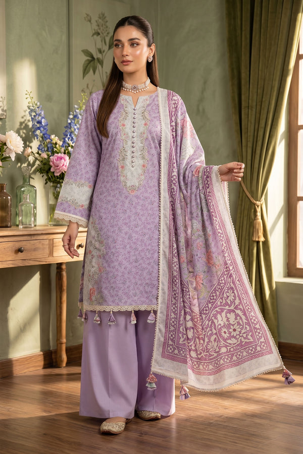 Dusty Mauve 3 Piece Unstitched Premium Printed Lawn-SAFANOOR