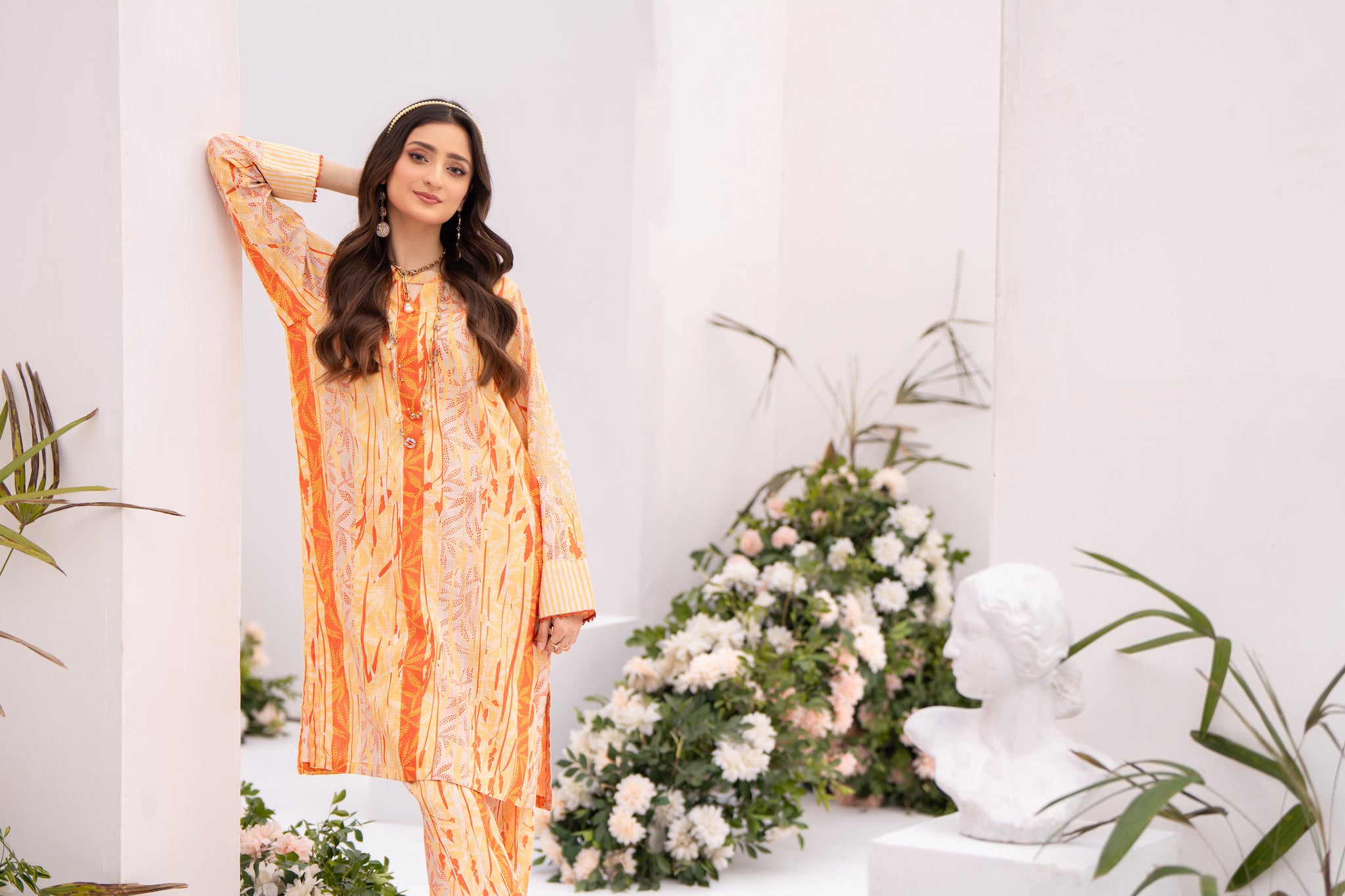 Embroidered 1 Piece Orange Unstitched Lawn - (Vol-55/05)1P-S-24-D-5 - SAFANOOR