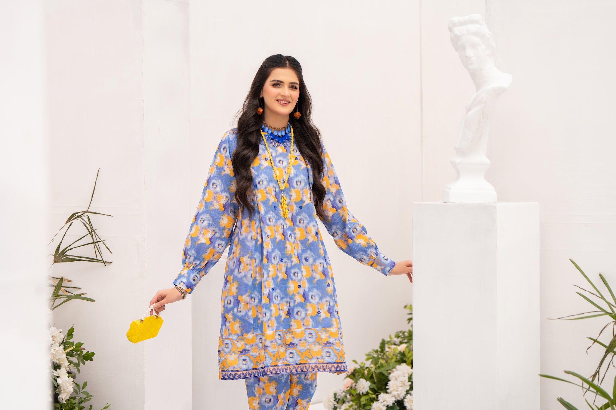 Embroidered 1 Piece Sky Blue Unstitched Lawn -(Vol-55/05)1P-S-24-D-2 - SAFANOOR