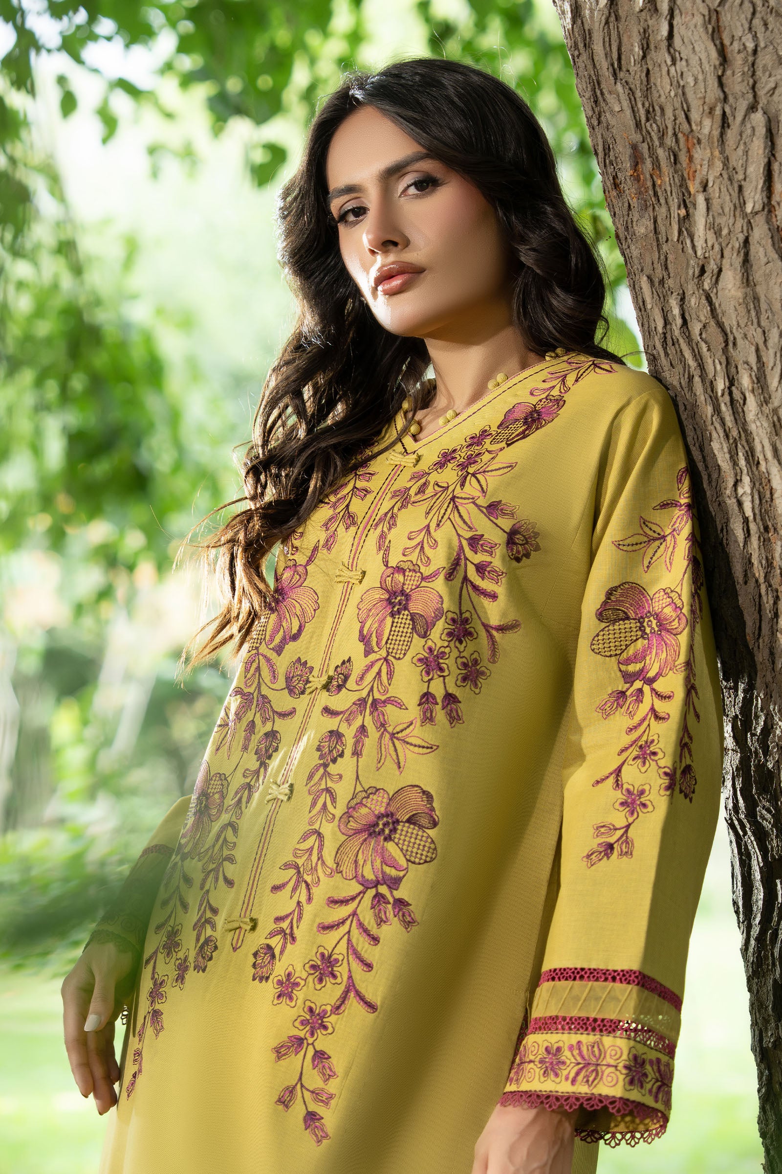 Goldenrod 2 Piece Unstitched Dyed Embroidered Lawn