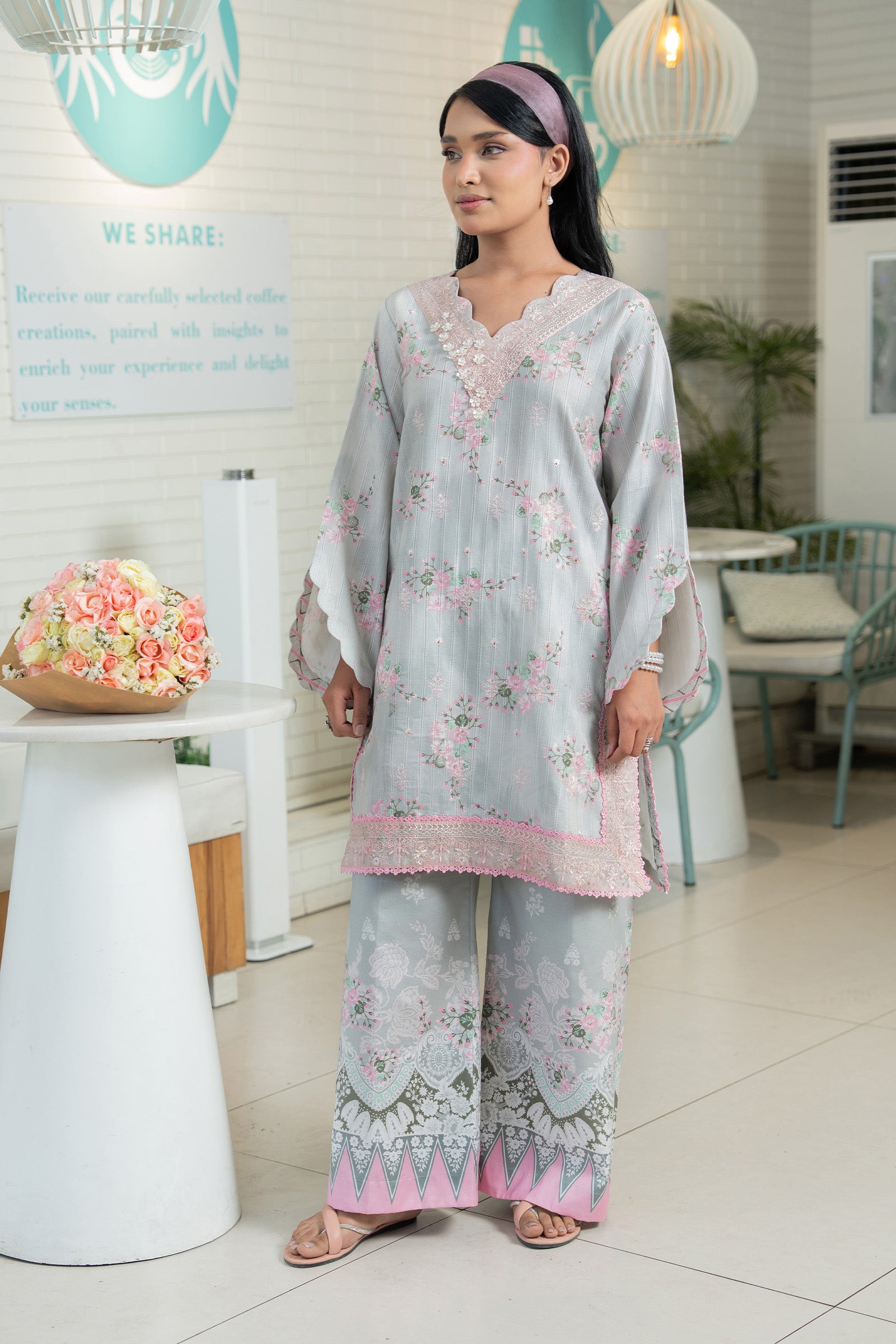Gray 2 Piece Unstitched Embroidered Lawn Main image