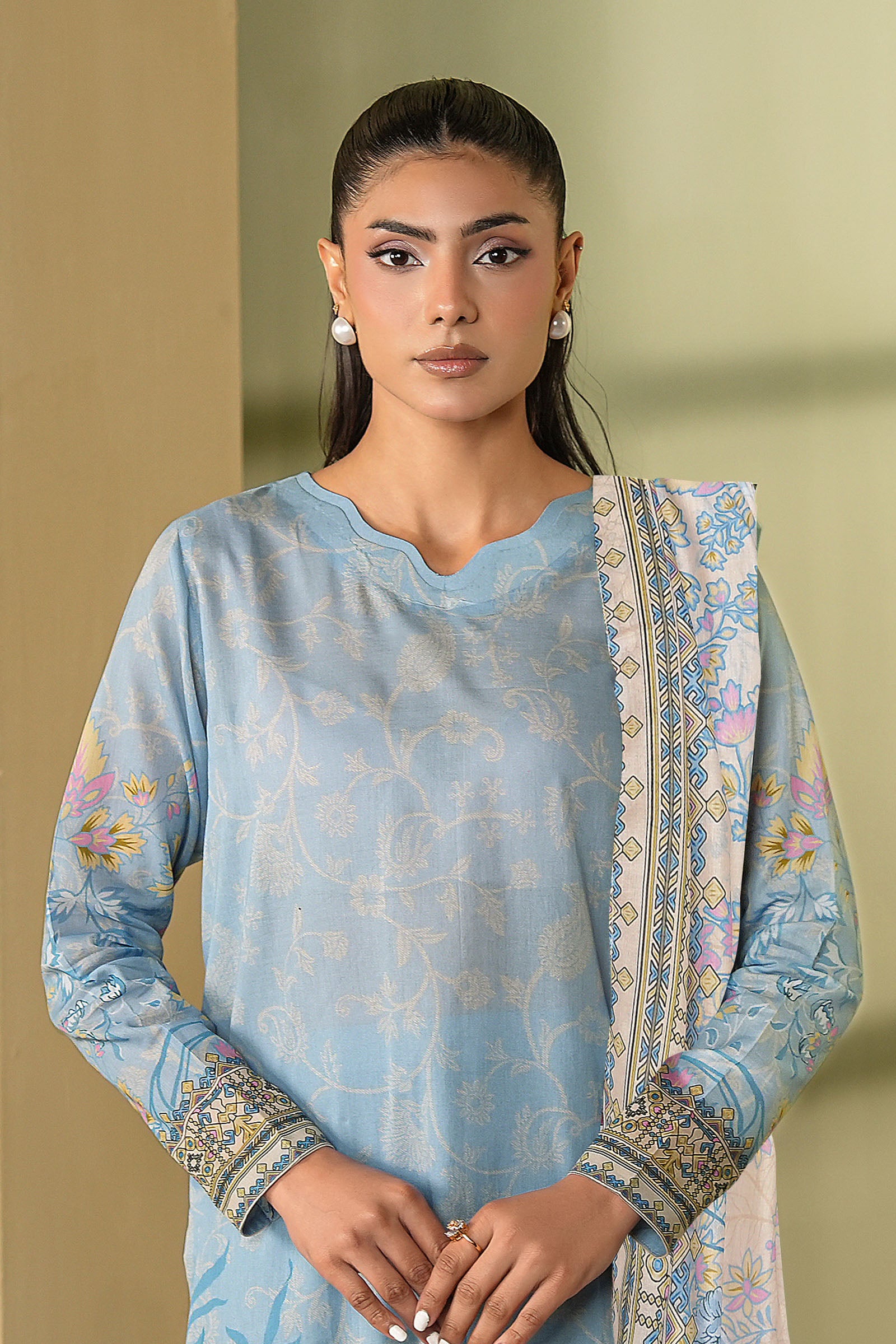 Gray 3 Piece Unstitched Premium Printed Lawn