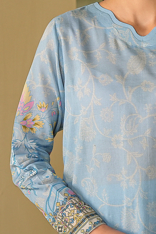Gray 3 Piece Unstitched Premium Printed Lawn