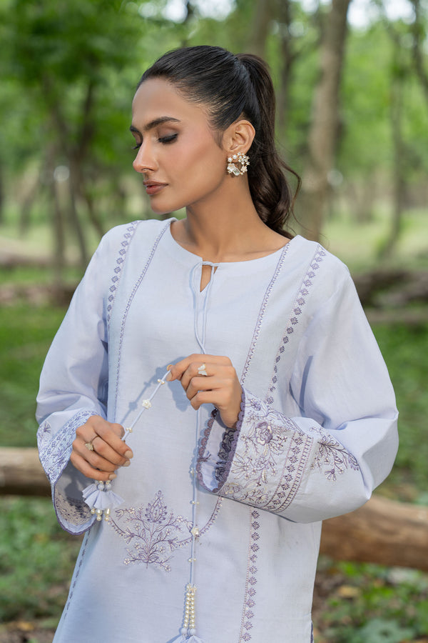 Grayish 2 Piece Unstitched Dyed Embroidered Lawn