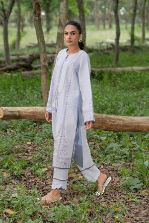 Grayish 2 Piece Unstitched Dyed Embroidered Lawn
