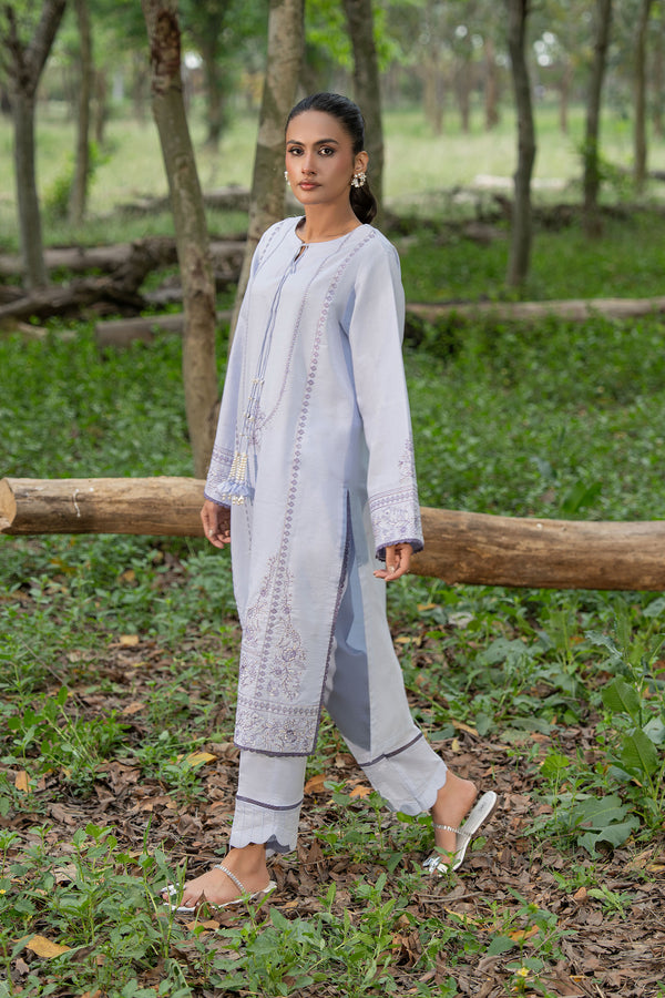 Grayish 2 Piece Unstitched Dyed Embroidered Lawn