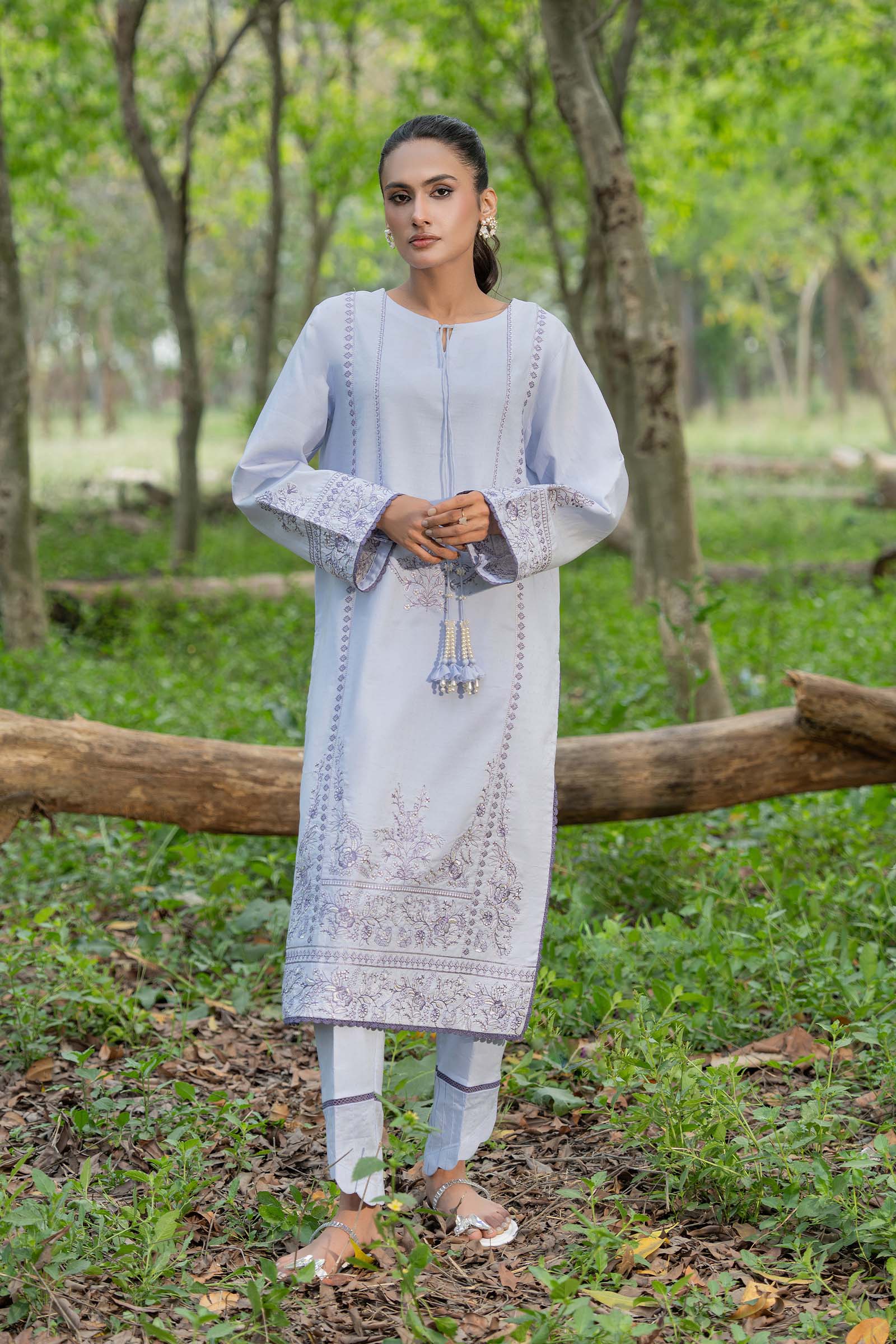 Grayish 2 Piece Unstitched Dyed Embroidered Lawn Secondary image