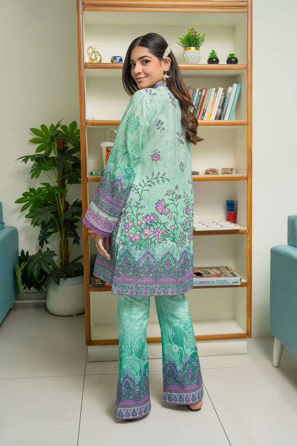 Green 2 Piece Unstitched Embroidered Lawn
