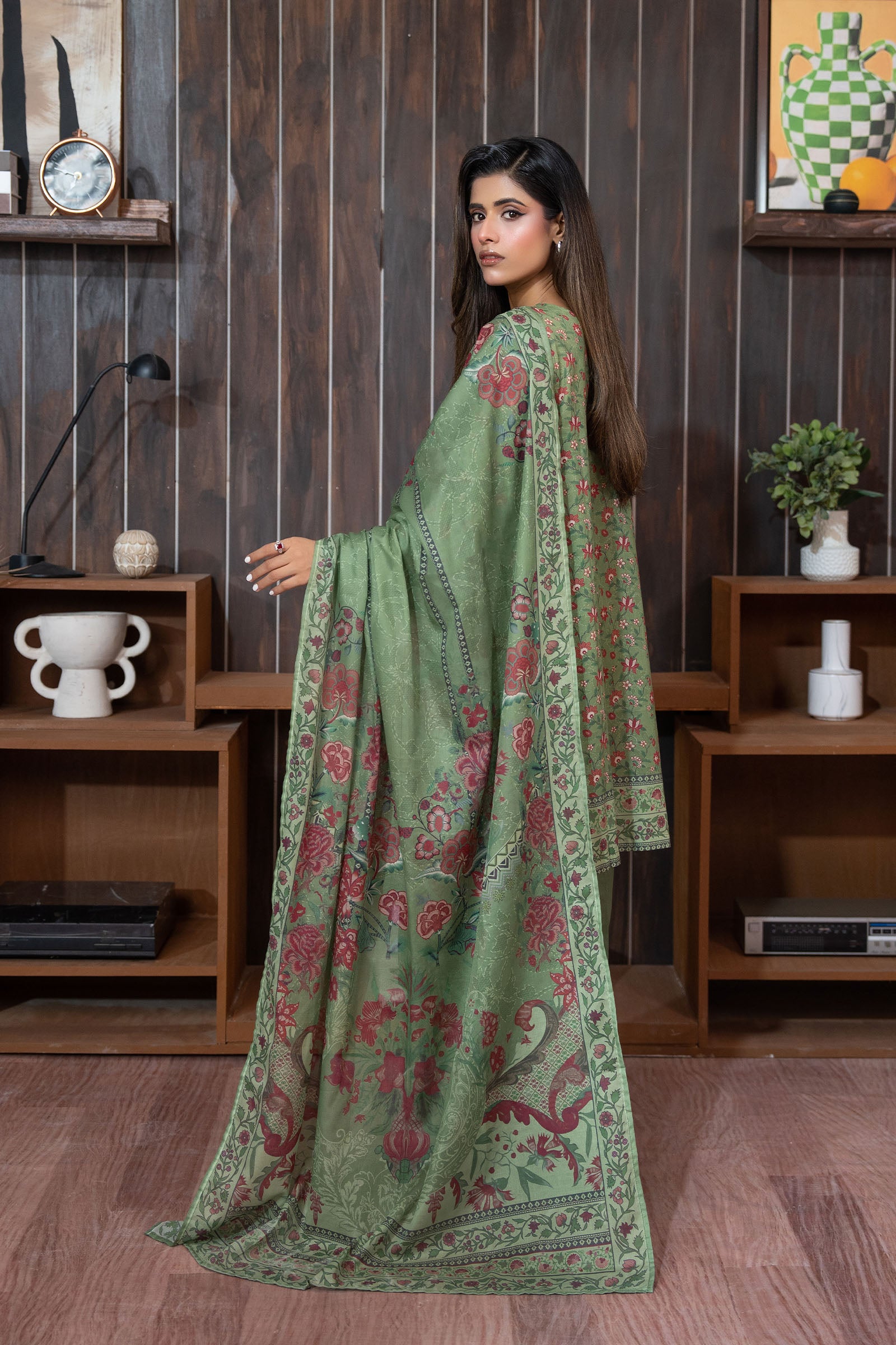 Green 3 Piece Unstitched Premium Printed Lawn Suit By Safa Noor Nigaah Collection Summer 2026